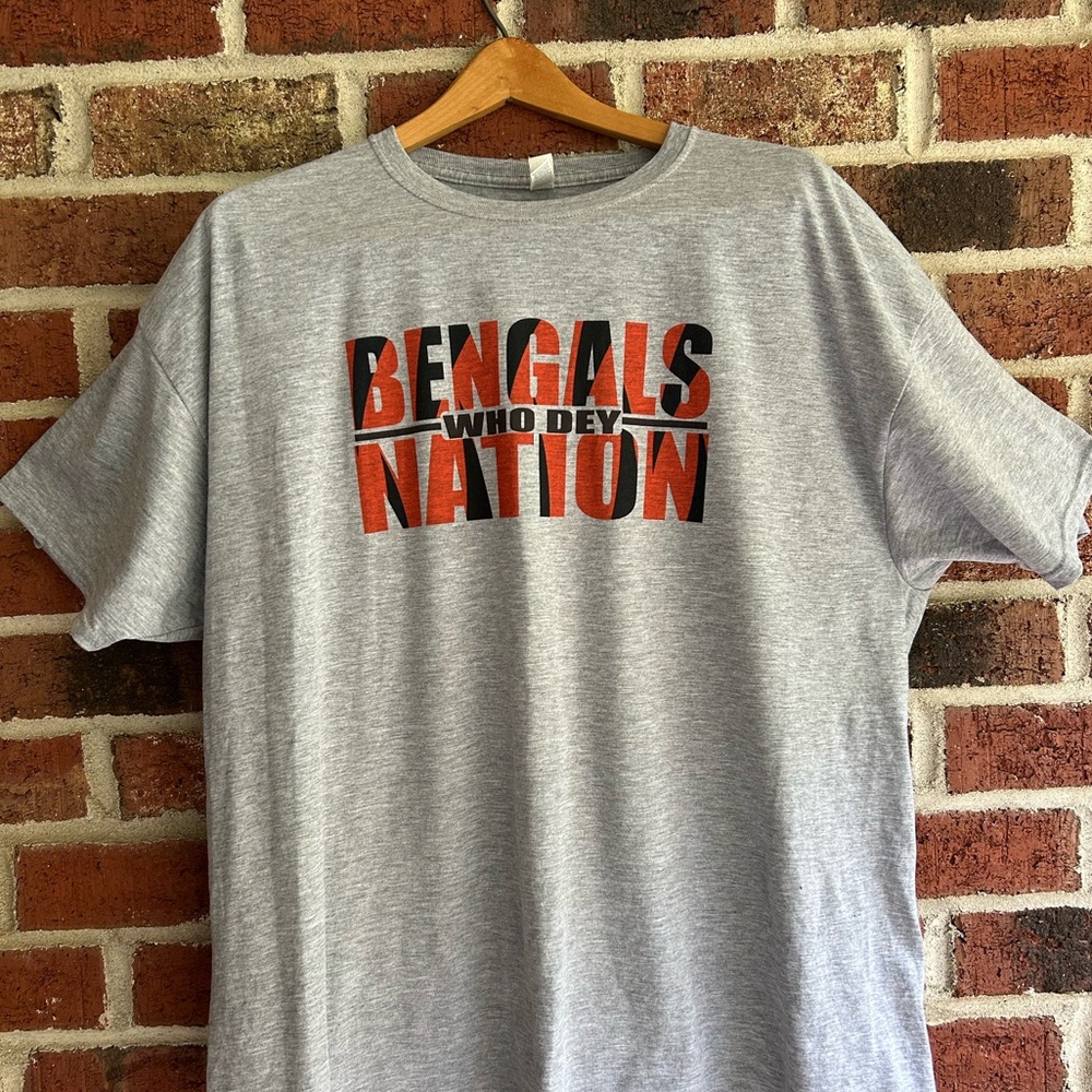 Cincinnati Bengals NFL Who Dey Nation Jerzee T Shirt 2XL Gray Crewneck Tee